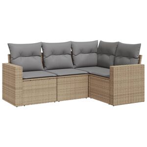 vidaXL 4 r&eacute;szes b&eacute;zs polyrattan kerti &uuml;lőgarnit&uacute;ra p&aacute;rn&aacute;kkal