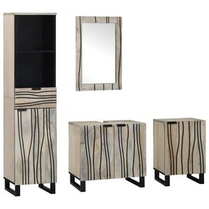 vidaXL F&uuml;rdőszoba b&uacute;tor szett fi&oacute;kkal 4 pcs Walnut barna Faanyag