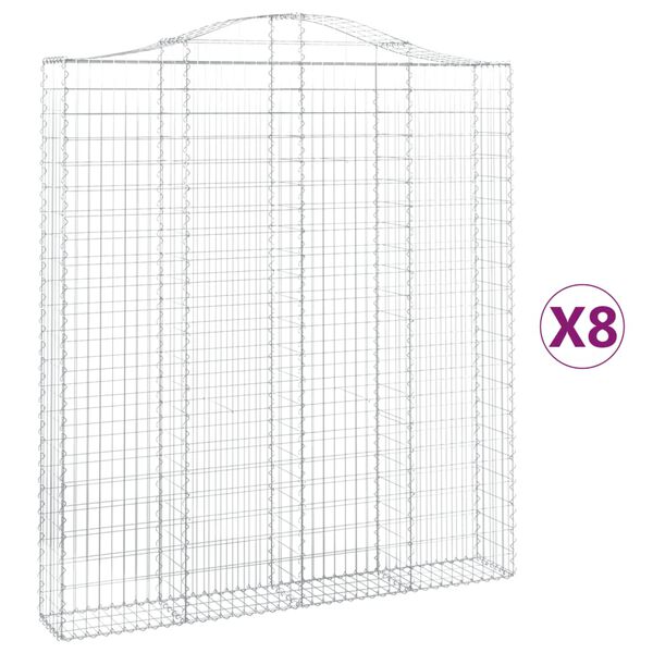 vidaXL 8 db &iacute;ves horganyzott vas gabion kos&aacute;r 200x30x220/240 cm