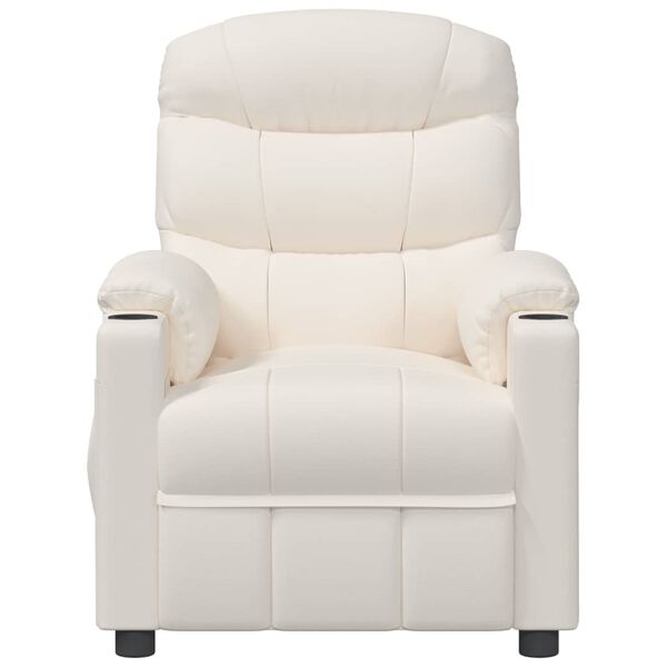 vidaXL krémszínű műbőr elektromos masszázsfotel