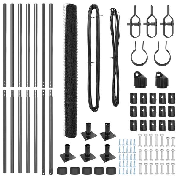 vidaXL Ker&iacute;t&eacute;soszlop Sz&uuml;rke 10 x 1,4 m (50 mm r&aacute;cs) Ac&eacute;l &eacute;s PVC