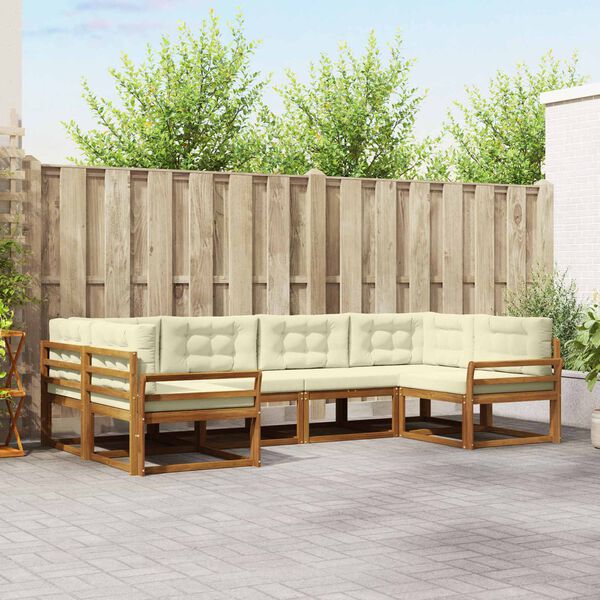 vidaXL K&uuml;lt&eacute;ri kanap&eacute; szett p&aacute;rn&aacute;val 6 pcs Term&eacute;szetes &eacute;s kr&eacute;msz&iacute;nű