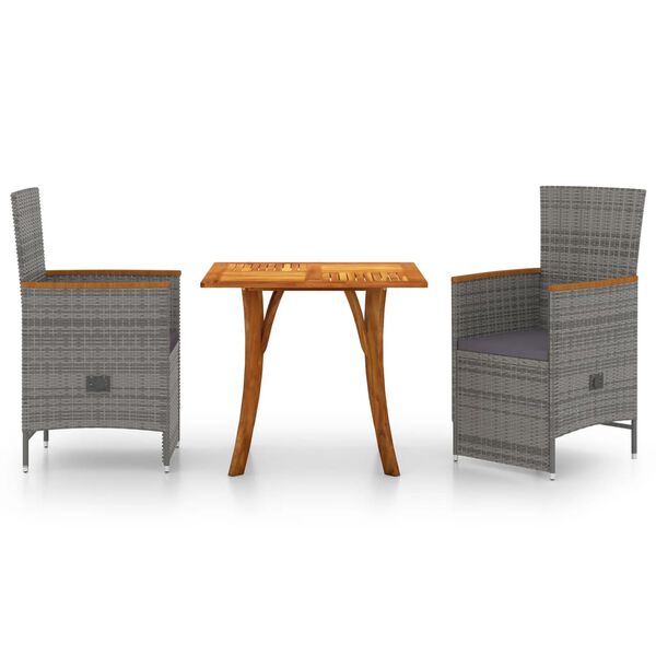 vidaXL 3 r&eacute;szes sz&uuml;rke kerti &eacute;tkezőszett