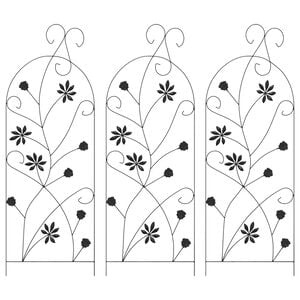 vidaXL Kerti Ker&iacute;t&eacute;s 3 db Fekete 112 x 39,5 cm Ac&eacute;l