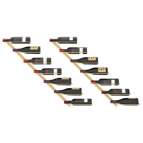 vidaXL 2 db arany f&eacute;m falra szerelhető bortart&oacute; &aacute;llv&aacute;ny 7 palacknak