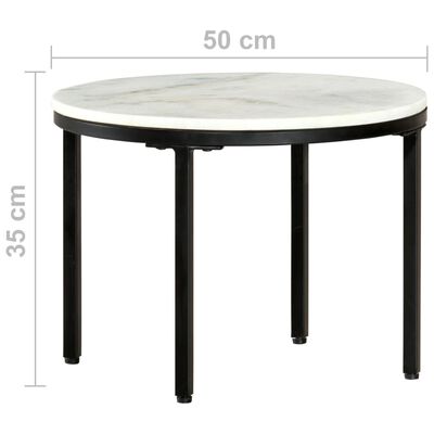 vidaXL fehér és fekete valódi tömör márvány dohányzóasztal Ø50 cm
