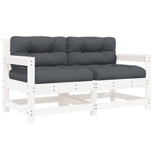 vidaXL 2 db feh&eacute;r t&ouml;m&ouml;r fenyőfa kerti sz&eacute;k p&aacute;rn&aacute;kkal