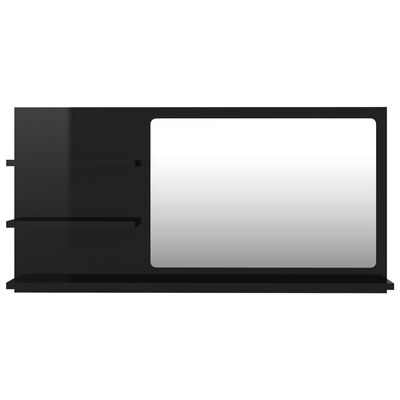 vidaXL magasfényű fekete forgácslap fürdőszobai tükör 90x10,5x45 cm