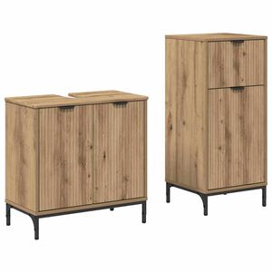 vidaXL F&uuml;rdőszoba b&uacute;tor szett 2 db Artisan t&ouml;lgy 39,5 x 36 x 88 cm