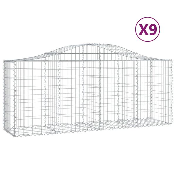 vidaXL 9 db &iacute;ves horganyzott vas gabion kos&aacute;r 200x50x80/100 cm