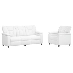 vidaXL Kanap&eacute; Szett 2 pcs Feh&eacute;r Műbőr