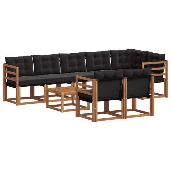 vidaXL K&uuml;lt&eacute;ri kanap&eacute; szett p&aacute;rn&aacute;val 9 pcs Term&eacute;szetes &eacute;s fekete