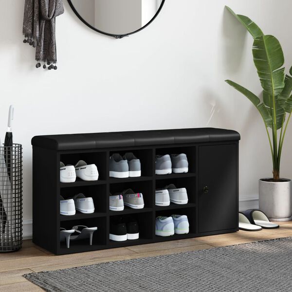 vidaXL fekete szerelt fa cipőt&aacute;rol&oacute; pad 102 x 32 x 50 cm