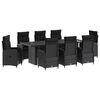 vidaXL K&uuml;lt&eacute;ri &eacute;tkező szett 9 db Fekete 240 x 90 x 75 cm polirattan