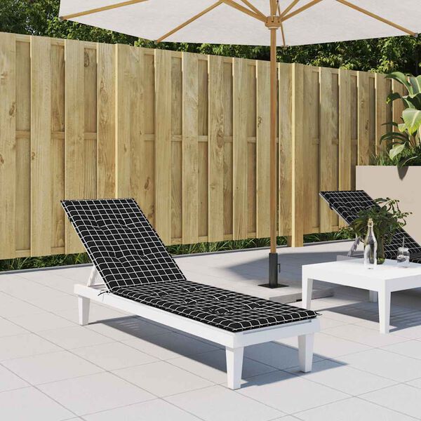 vidaXL fekete kockás oxford-szövet teraszágypárna