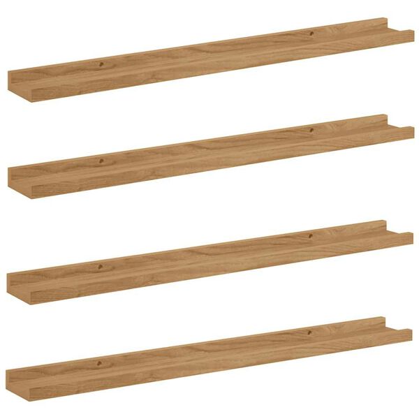 vidaXL Falpolc polcokkal t&aacute;rol&oacute;val 4 pcs Barna 80 x 9 x 3 cm Faanyag