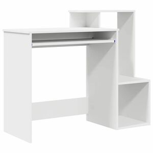 vidaXL Asztal polcokkal tárolóval Fehér 106 x 40 x 88,5 cm Faanyag