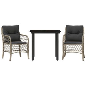 vidaXL 3 r&eacute;szes vil&aacute;gossz&uuml;rke polyrattan bisztr&oacute;garnit&uacute;ra p&aacute;rn&aacute;kkal