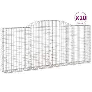 vidaXL 10 db &iacute;ves horganyzott vas gabion kos&aacute;r 300x30x120/140 cm