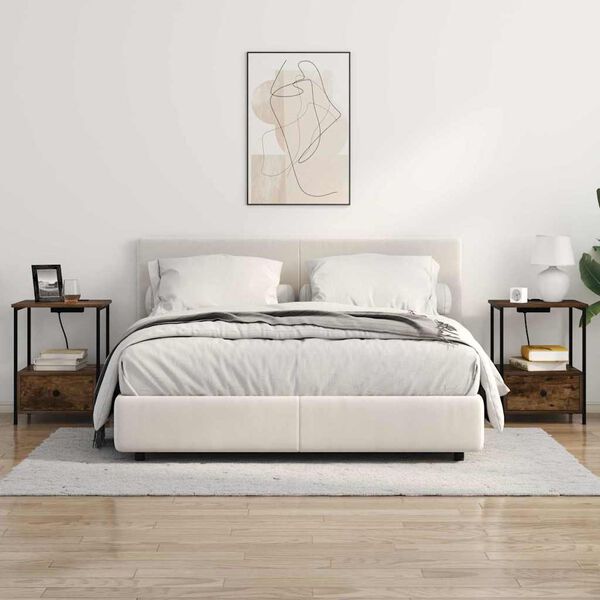 vidaXL &Eacute;jjeliszekr&eacute;ny 2 pcs F&uuml;st&ouml;lt t&ouml;lgy 42 x 41 x 56 cm Faanyag