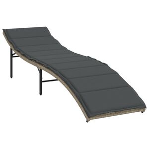 vidaXL vil&aacute;gossz&uuml;rke polyrattan napoz&oacute;&aacute;gy p&aacute;rn&aacute;val 55x199x50 cm