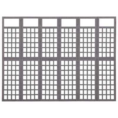 vidaXL 6 paneles szürke fenyőfa térelválasztó/lugasrács 242,5 x 180 cm