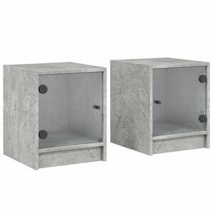 vidaXL 2 db betonsz&uuml;rke &eacute;jjeliszekr&eacute;ny &uuml;vegajt&oacute;kkal 35 x 37 x 42 cm