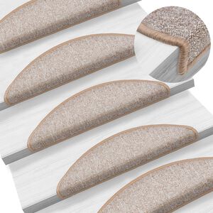vidaXL 15 db vil&aacute;gosbarna f&eacute;lk&ouml;r alak&uacute; l&eacute;pcsőszőnyeg 56 x 17 x 3 cm