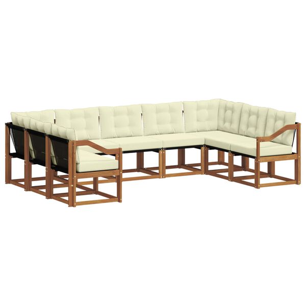 vidaXL K&uuml;lt&eacute;ri kanap&eacute; szett p&aacute;rn&aacute;val 9 pcs Term&eacute;szetes &eacute;s kr&eacute;msz&iacute;nű