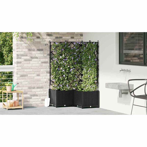 vidaXL Kerti cser&eacute;p 3 pcs Fekete 80 x 80 x 143 cm Ac&eacute;l