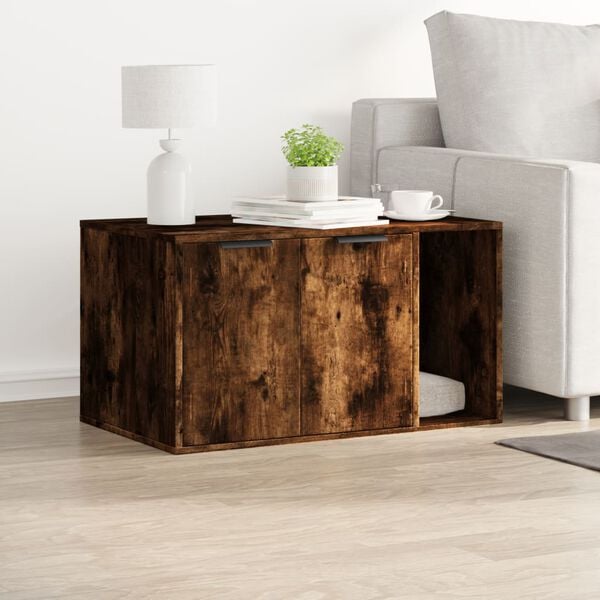 vidaXL füstös tölgy színű szerelt fa macskaalomdoboz 80 x 50 x 45 cm