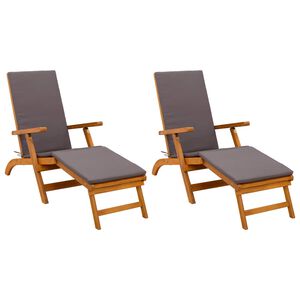 vidaXL F&uuml;ggő&aacute;gy &eacute;s &ouml;sszecsukhat&oacute; napoz&oacute;&aacute;gy 2 pcs Sz&uuml;rke T&ouml;m&ouml;r Ak&aacute;cfa