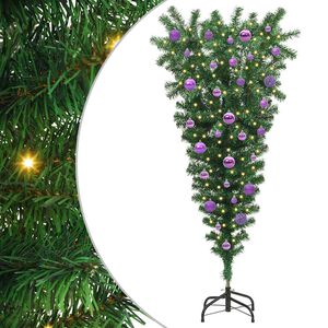 vidaXL Fejjel lefel&eacute; &aacute;ll&oacute; mű kar&aacute;csonyfa g&ouml;mb&ouml;kkel Z&ouml;ld 150 cm PVC