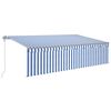 vidaXL kék és fehér redőnyös, szélérzékelős, LED-es napellenző 5x3 m
