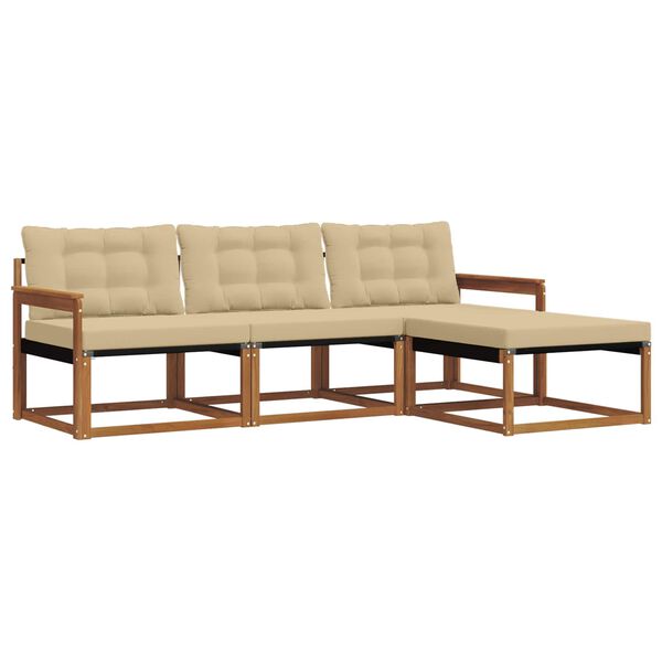 vidaXL K&uuml;lt&eacute;ri kanap&eacute; szett p&aacute;rn&aacute;val 4 pcs Term&eacute;szetes &eacute;s b&eacute;zs