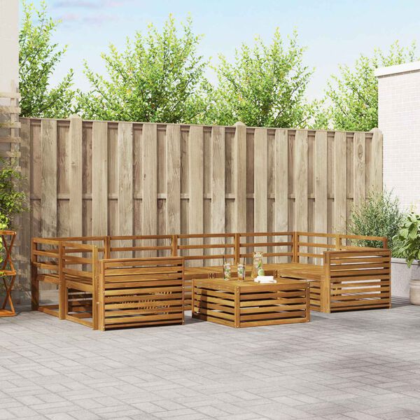 vidaXL K&uuml;lt&eacute;ri kanap&eacute; szett 7 pcs Term&eacute;szetes T&ouml;m&ouml;r Ak&aacute;cfa