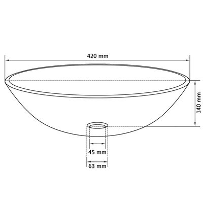 vidaXL 42 cm-es átlátszó edzett üveg mosdókagyló