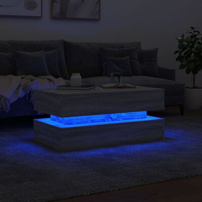 vidaXL szürke sonoma színű dohányzóasztal LED-lámpákkal 90x50x40 cm