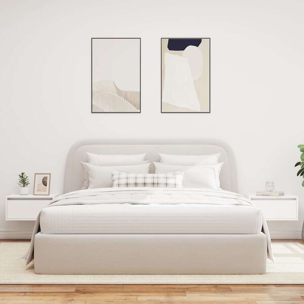 vidaXL 2 db fehér falra szerelhető éjjeliszekrény LED-világítással