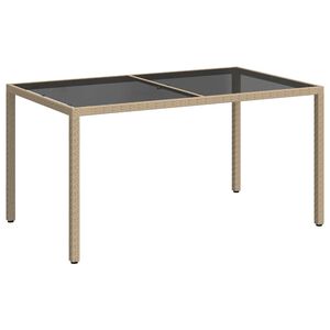 vidaXL b&eacute;zs polyrattan &eacute;s edzett &uuml;veg kerti asztal 150 x 90 x 75 cm