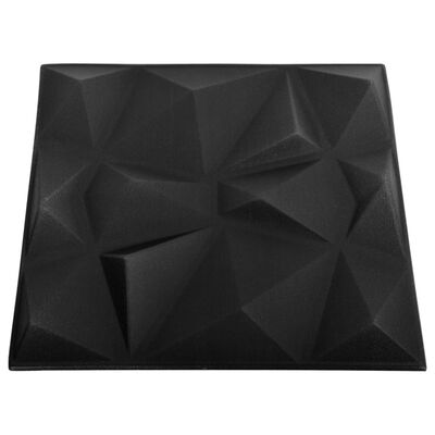 vidaXL 24 darab gyémánt fekete 3D fali panel 50 x 50 cm 6 m²