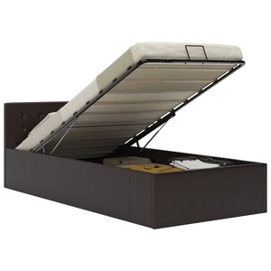 vidaXL sz&uuml;rke műbőr &aacute;gykeret hidraulikus &aacute;gyneműtart&oacute;val 90 x 200 cm