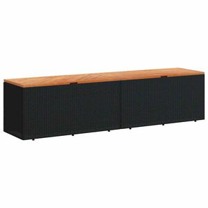 vidaXL fekete polyrattan &eacute;s ak&aacute;cfa kerti t&aacute;rol&oacute;l&aacute;da 220 x 50 x 54 cm