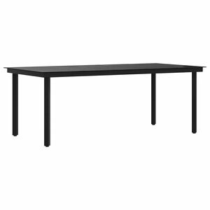 vidaXL fekete ac&eacute;l &eacute;s &uuml;veg kerti &eacute;tkezőasztal 200 x 100 x 74 cm