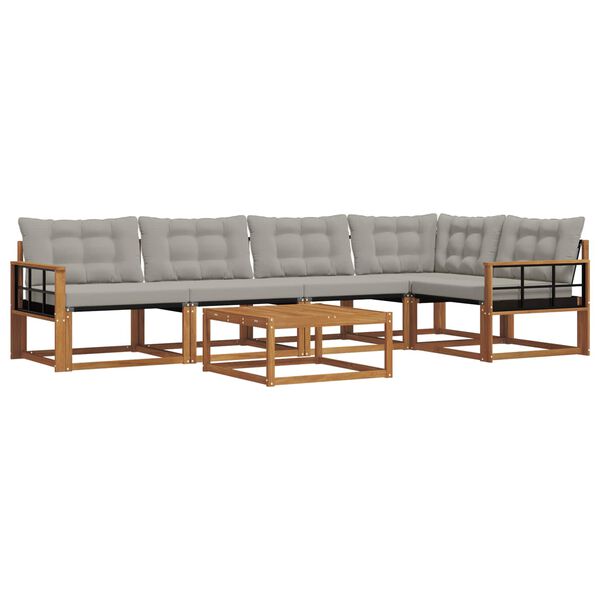 vidaXL K&uuml;lt&eacute;ri kanap&eacute; szett 6 pcs Term&eacute;szetes &eacute;s Vil&aacute;gossz&uuml;rke