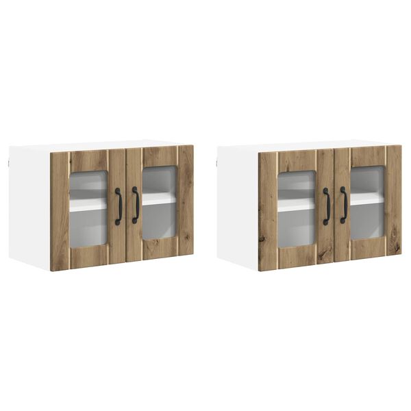 vidaXL Konyhaszekr&eacute;ny Lucca 2 pcs K&eacute;zműves T&ouml;lgy 60 x 31 x 40 cm