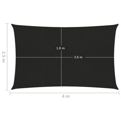 vidaXL fekete HDPE napvitorla 160 g/m² 2,5 x 4 m