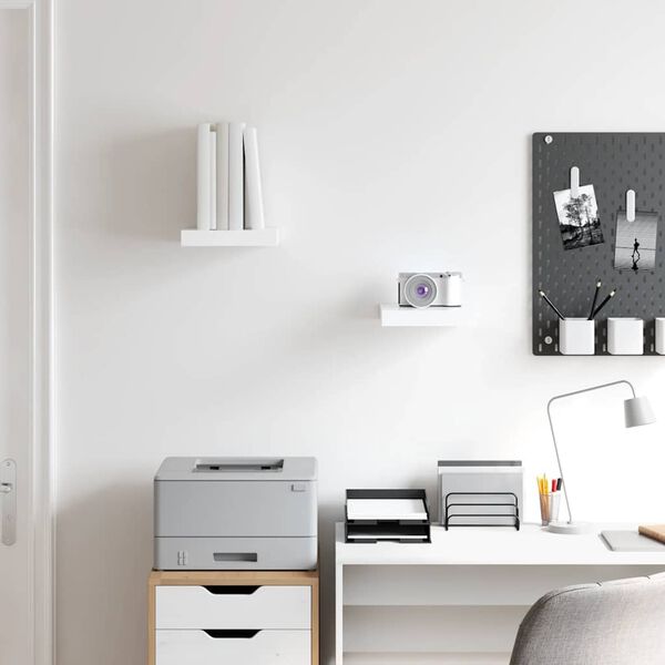 vidaXL 2 db magasf&eacute;nyű feh&eacute;r MDF lebegő fali polc 23 x 23,5 x 3,8 cm