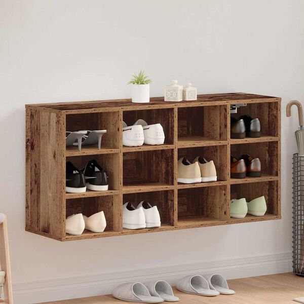 vidaXL Cipőszekr&eacute;ny polcokkal &Ouml;reg fa 103 x 30 x 51 cm Faanyag
