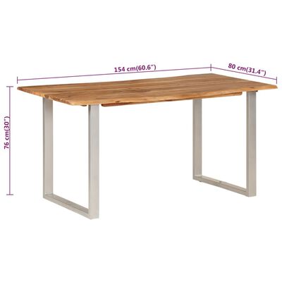 vidaXL tömör akácfa étkezőasztal 160 x 80 x 76 cm